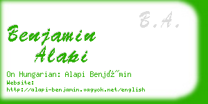 benjamin alapi business card